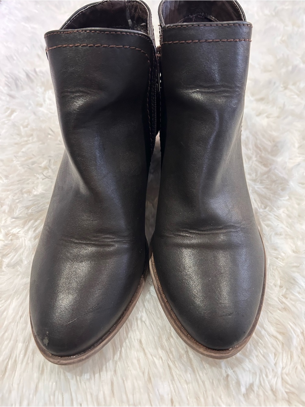 G by Guess Dark Brown Leather Ankle Booties